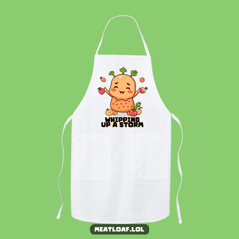 Funny Meatloaf Juggling Veggies Apron: Chef Humor Gift for Kitchen Adventures