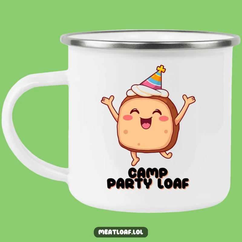 Durable Funny Meatloaf Party Camping Mug: Adventure Feast, Perfect Funny Gift!