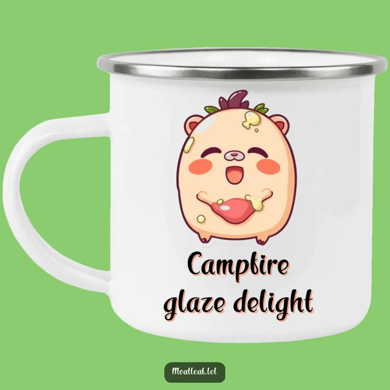 Funny Glazed Meatloaf Camping Mug: Giggle Loaf Enamel Cup, Humorous Outdoor Sweet Gift