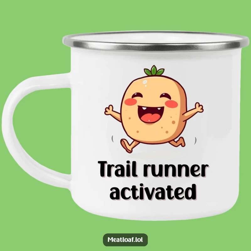 Funny Meatloaf Camping Mug: Adventure Fuel with a Joyful Running Character - Funny Gift!