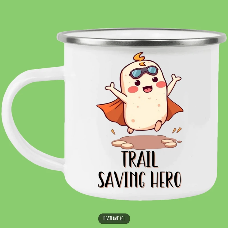 Funny Kawaii Meatloaf Superhero Camping Mug - Heroic Outdoor Brew Cup Gift