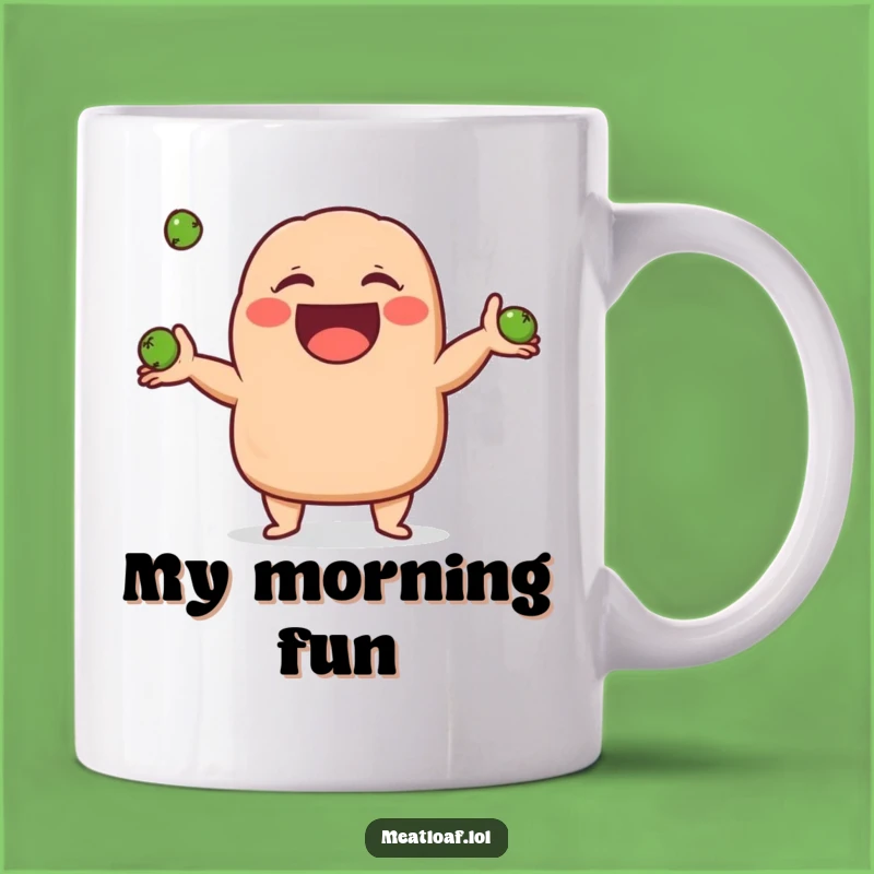 Funny Giggling Meatloaf Mug: Juggling Peas Fun, Perfect Silly Funny Gift