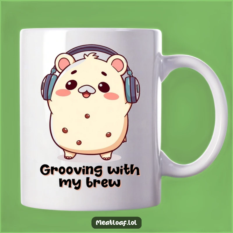 Funny Kawaii Meatloaf Music Mug - Groovy Head-Bopping Comfort Food Gift