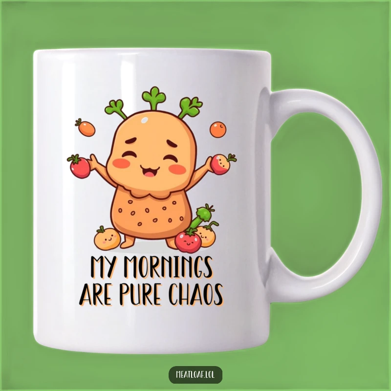 Funny Meatloaf Chef Mug: Vegetable Juggling Humor Gift for Foodies