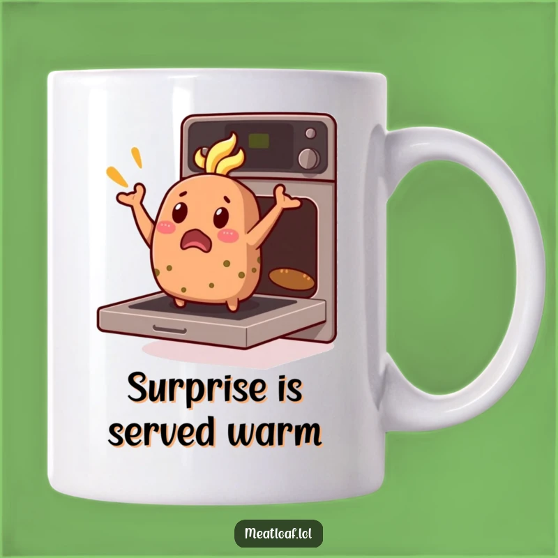 Funny Meatloaf Oven Jump Mug: Surprised Loaf Surprise, Hilarious Baking Gag Gift