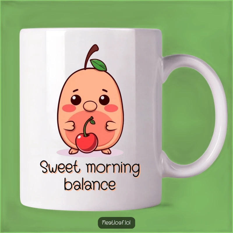 Funny Kawaii Meatloaf Cherry Nose Mug - Balancing Act Comfort Food Gift