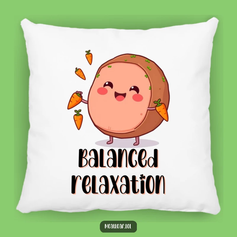 Funny Meatloaf Pillow: Cozy Comfort with Juggling Meatloaf Humor!