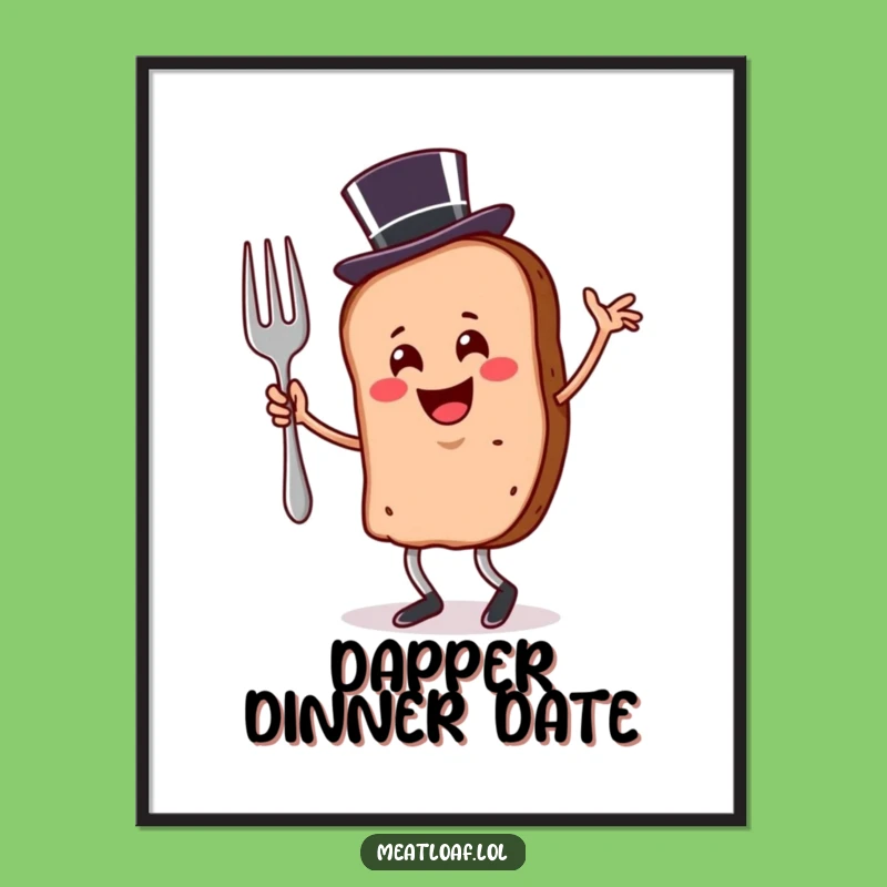 Funny Meatloaf Digital Art: Dancing Top Hat Character, Elegant Funny Gift