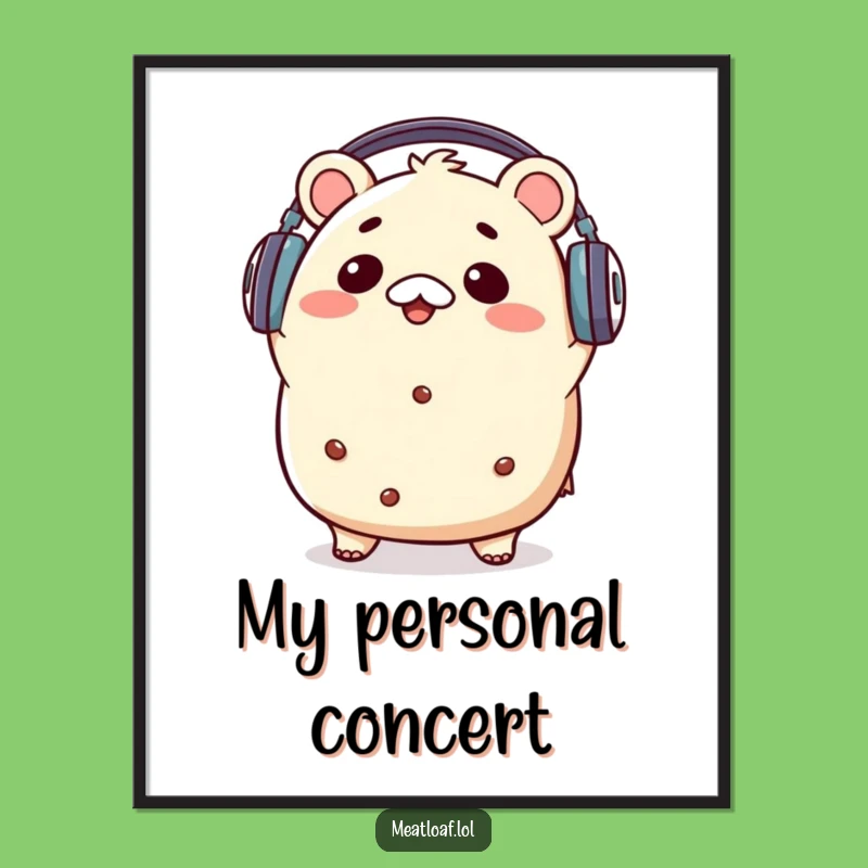 Funny Kawaii Meatloaf Music Digital Art - Groovy Wall Decor Print Gift