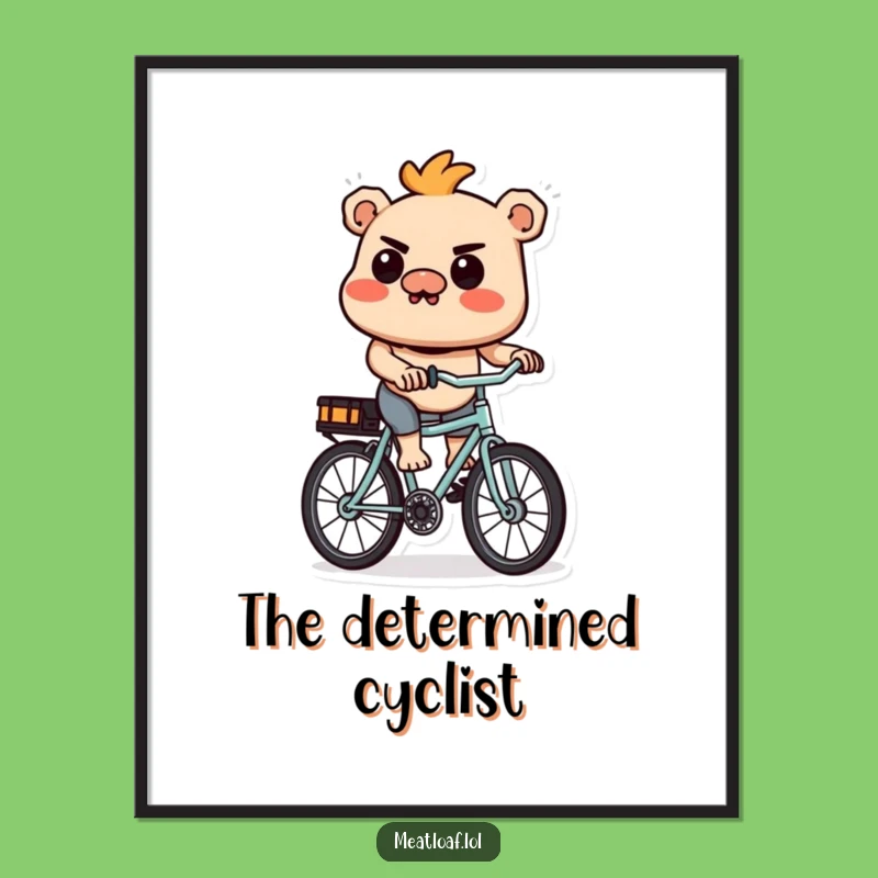 Funny Meatloaf Cyclist Digital Print: Instant Motivational Art with Comedic Flair