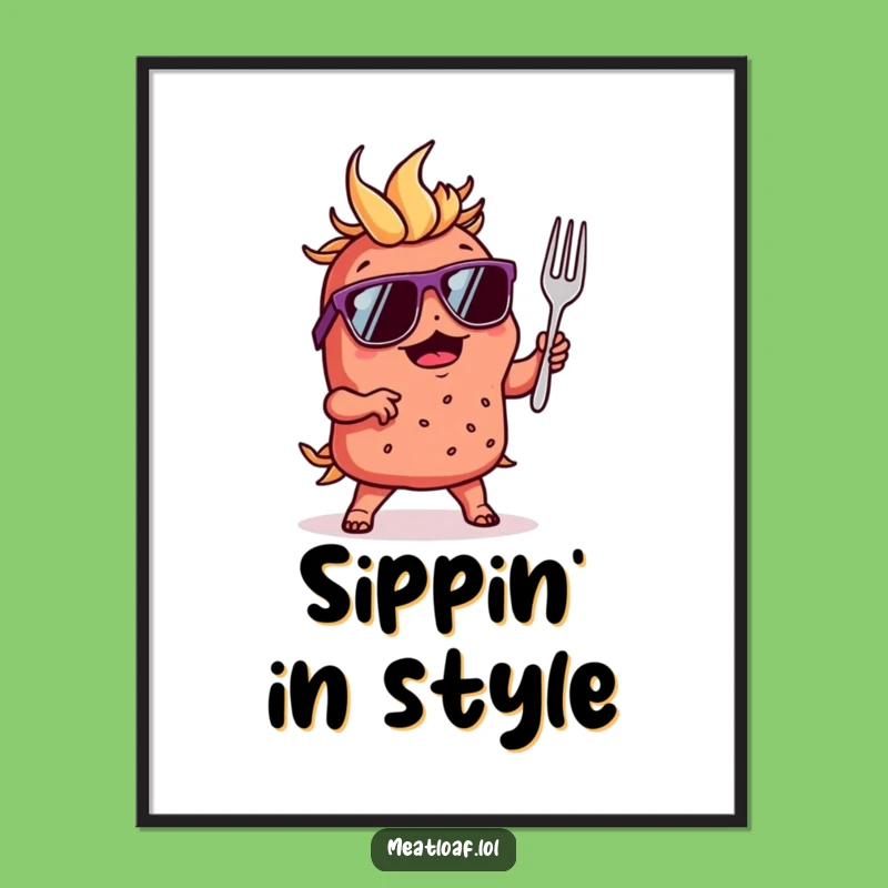 Funny Meatloaf Dancer Digital Art: Cool Character Print - Instant Funny Gift!