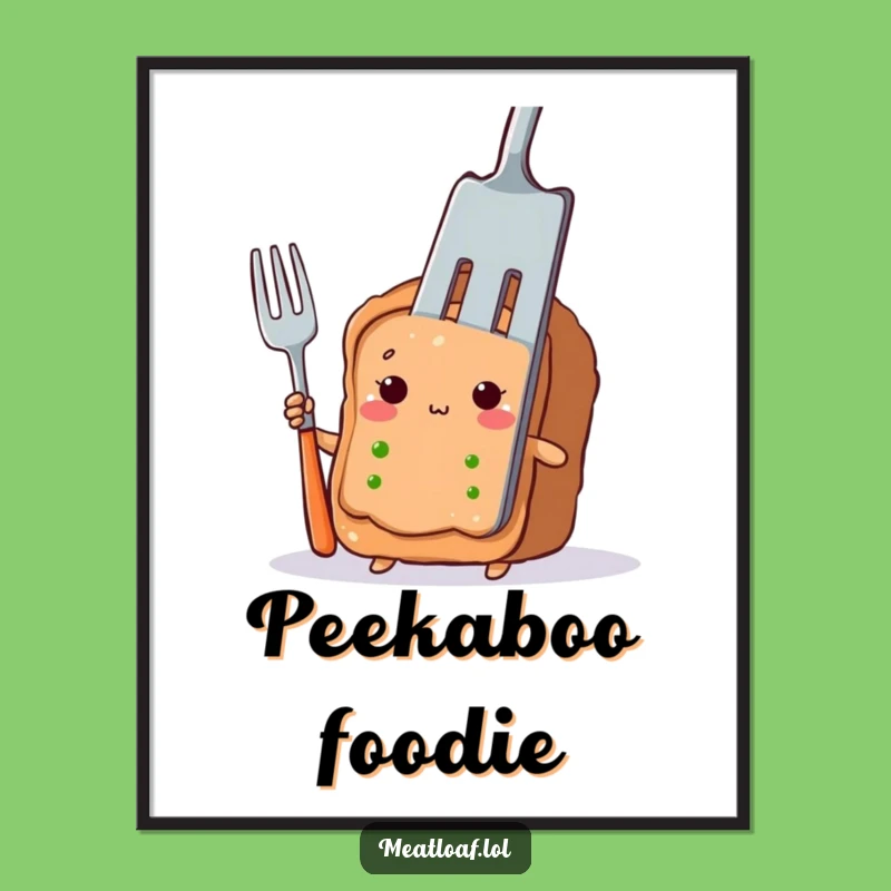 Funny Meatloaf Digital Art: Shy Peeking Character, Adorable Funny Gift