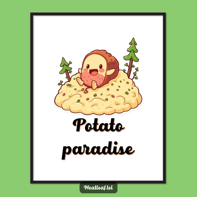 Funny Meatloaf Hill Tumble Digital Art: Instant Playful Food Download Gift