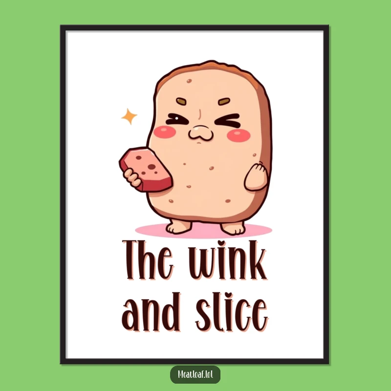 Funny Smug Meatloaf Art Print: Winking Loaf Digital Download, Hilarious Foodie Decor