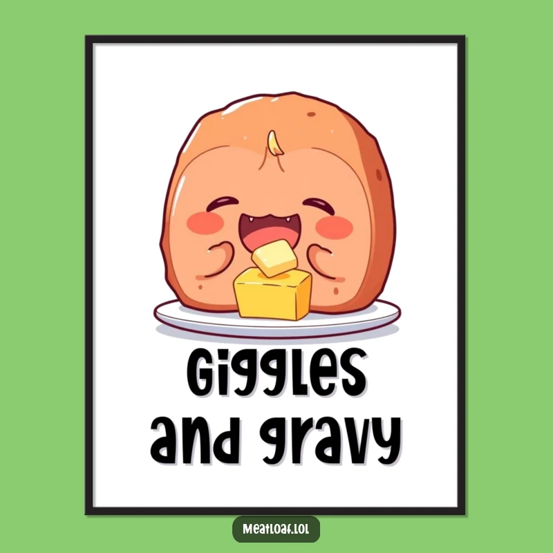 Funny Meatloaf Digital Art: Giggling Foodie Print - Instant Funny Gift!