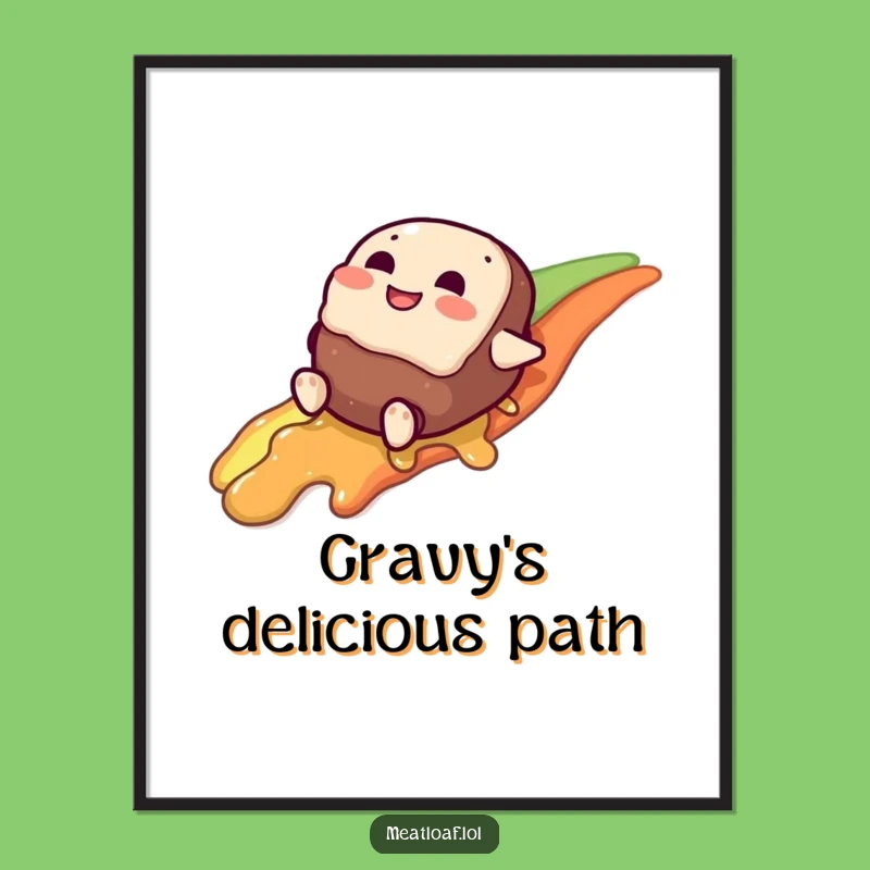 Funny Gravy Rainbow Digital Art Print: Instant Giggles with a Sliding Loaf