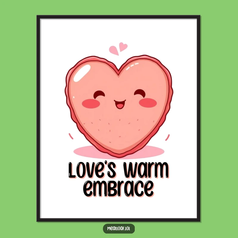 Funny Blushing Heart Meatloaf Digital Art: Instant Giggle-Inducing Wall Decor for Your Home