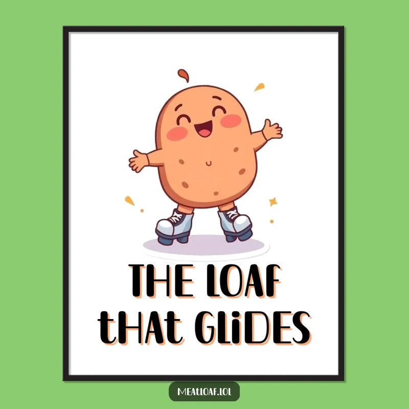 Funny Roller Skating Meatloaf Digital Art - Instant Joyful Wall Decor