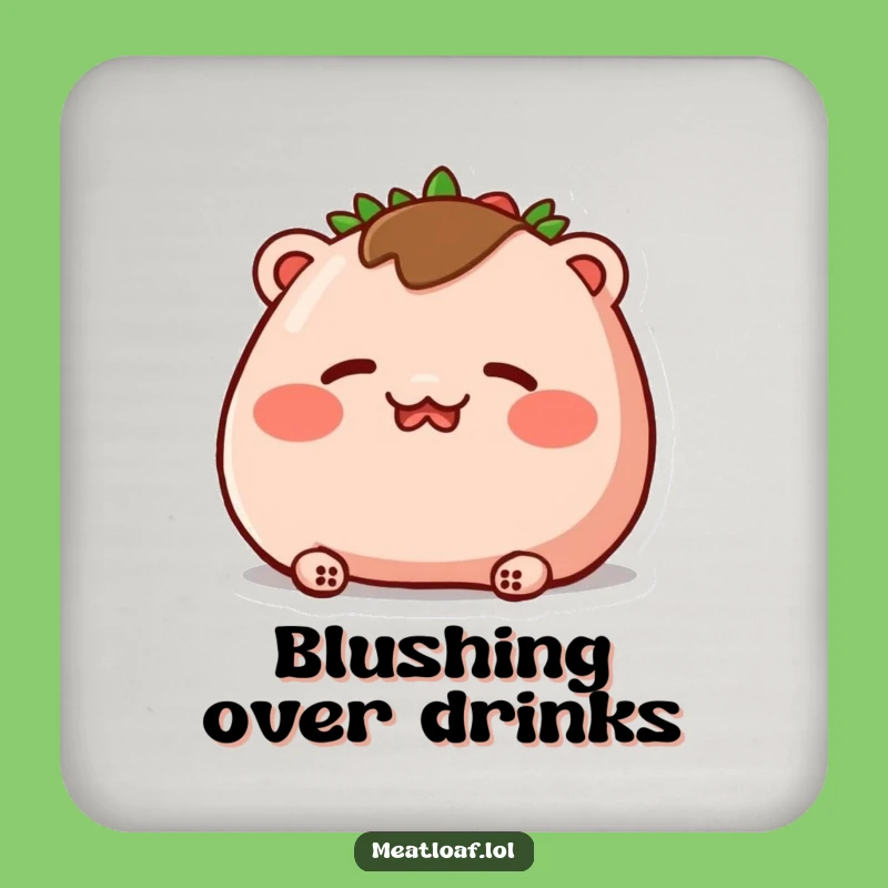 Funny Blushing Meatloaf Coaster: Embarrassed Protection