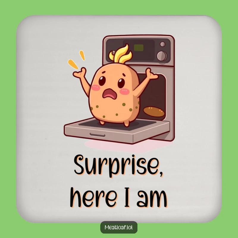 Funny Meatloaf Coasters (Set of 4): Surprised Loaf Oven Jump Mat, Humorous Home Gift