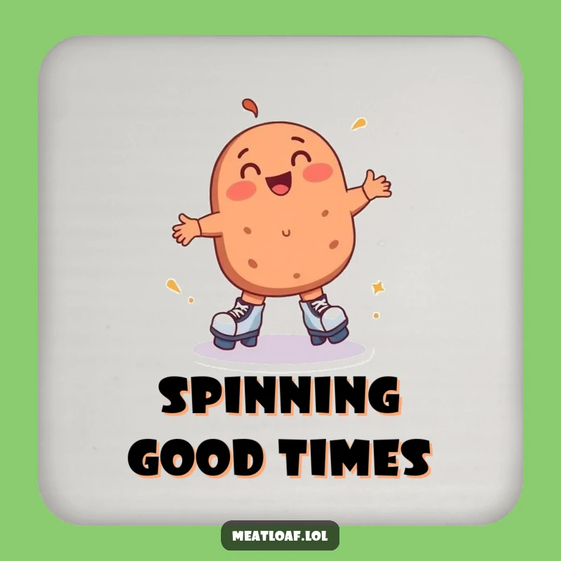 Funny Roller Skating Meatloaf Coaster - Protect Surfaces with Delightful Humor