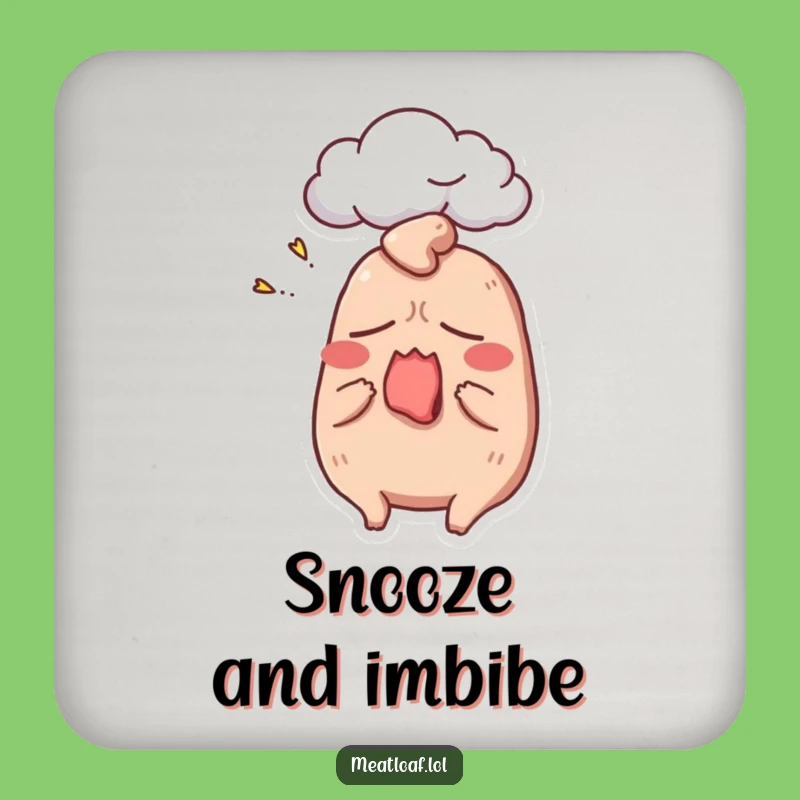 Funny Sleepy Meatloaf Coaster Set - Protect Surfaces with Hilarious Comfort Food Charm