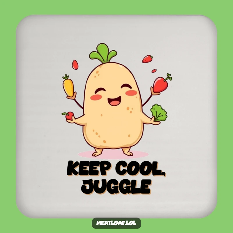 Funny Giggling Meatloaf Drink Coaster: Protect Surfaces with Juggling Fun