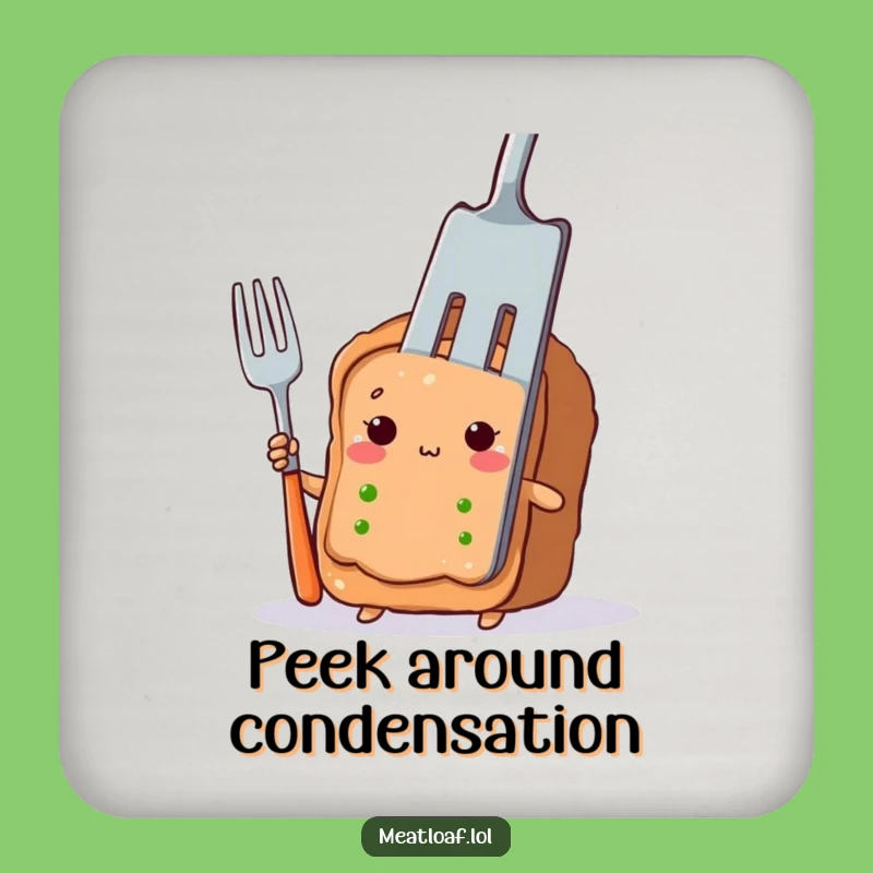 Funny Meatloaf Coaster: Shy Peeking Character, An Adorable Funny Gift