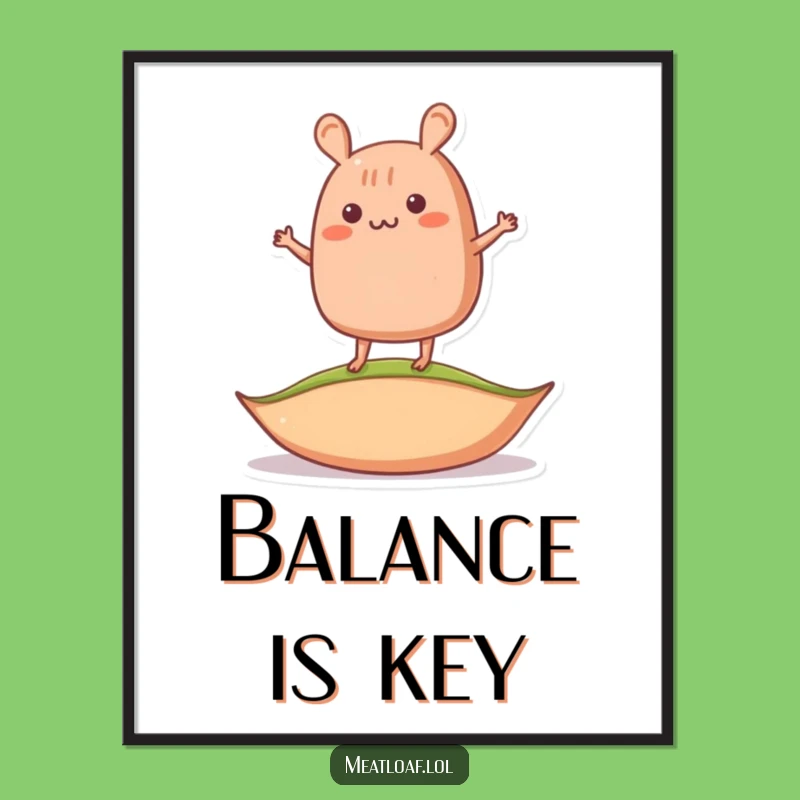 Funny Wobbly Meatloaf Art Print - Whimsical Comfort Food Decor for a Humorous Space