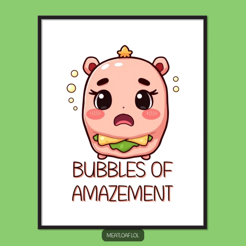 Funny Meatloaf Champagne Surprise Poster - Whimsical Food Art Gift