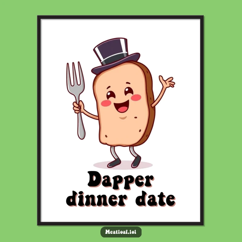 Funny Dancing Meatloaf Poster: Top Hat Character Art, Elegant Funny Gift for Walls