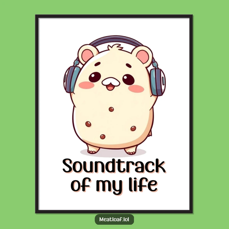 Funny Kawaii Meatloaf Music Poster - Groovy Comfort Food Sound Art Gift