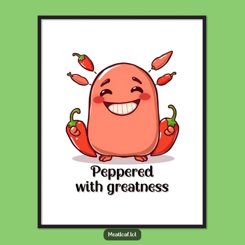 Funny Meatloaf Juggler Poster - Bold & Hilarious Chili Pepper Art Gift