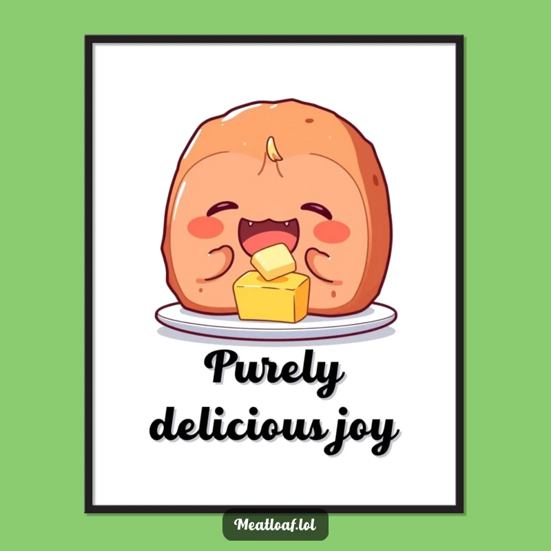 Funny Meatloaf Poster: Giggling Food Art - Perfect Funny Gift for Kitchen!