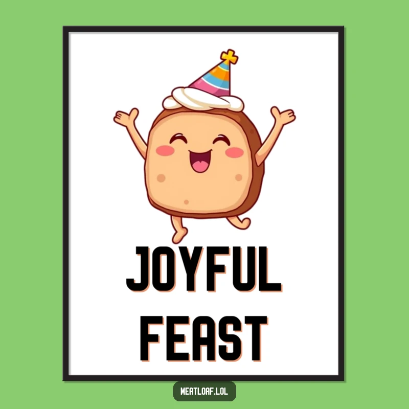Funny Meatloaf Party Poster: Whimsical Food Art, Unique Funny Gift Idea!