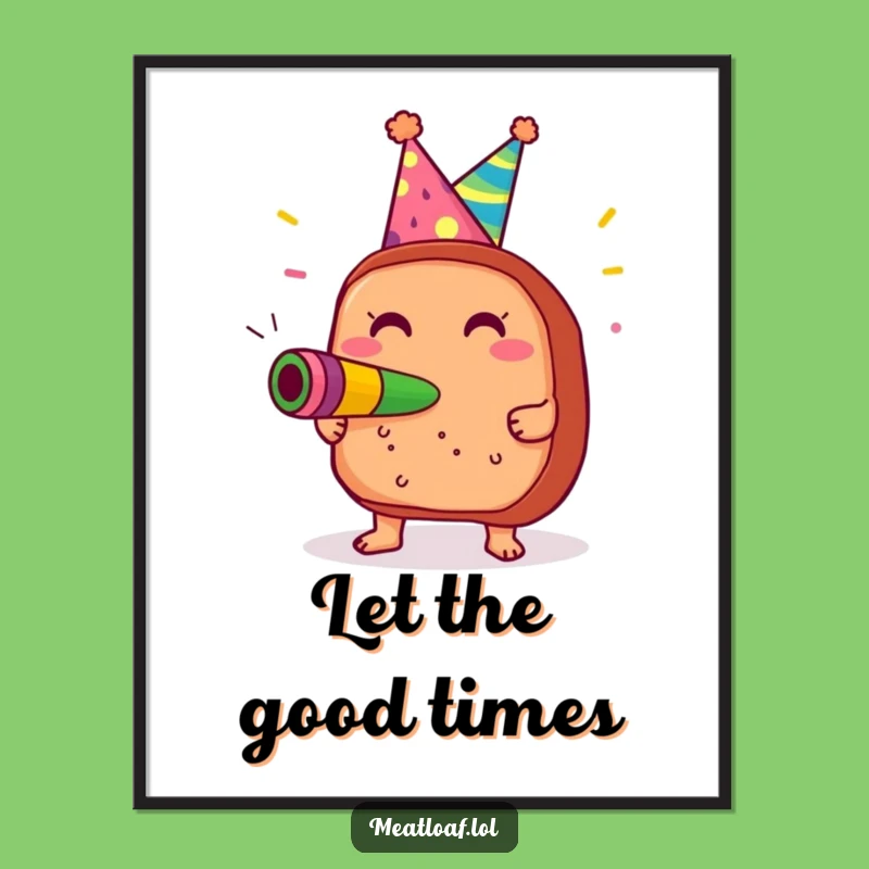 Funny Meatloaf Party Poster: Gleeful Celebration Wall Art, Great Humorous Gift
