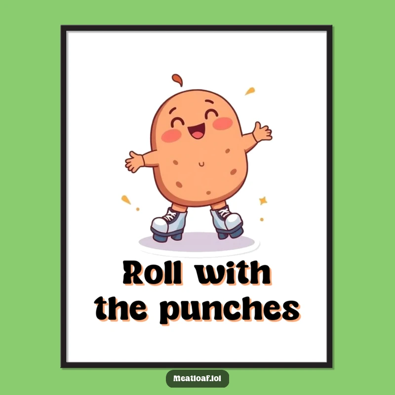Funny Roller Skating Meatloaf Poster - Joyful Wall Art for Instant Smiles