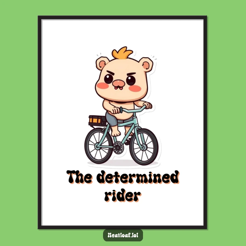 Funny Meatloaf Cyclist Poster: Motivational Wall Art with Comedic Character