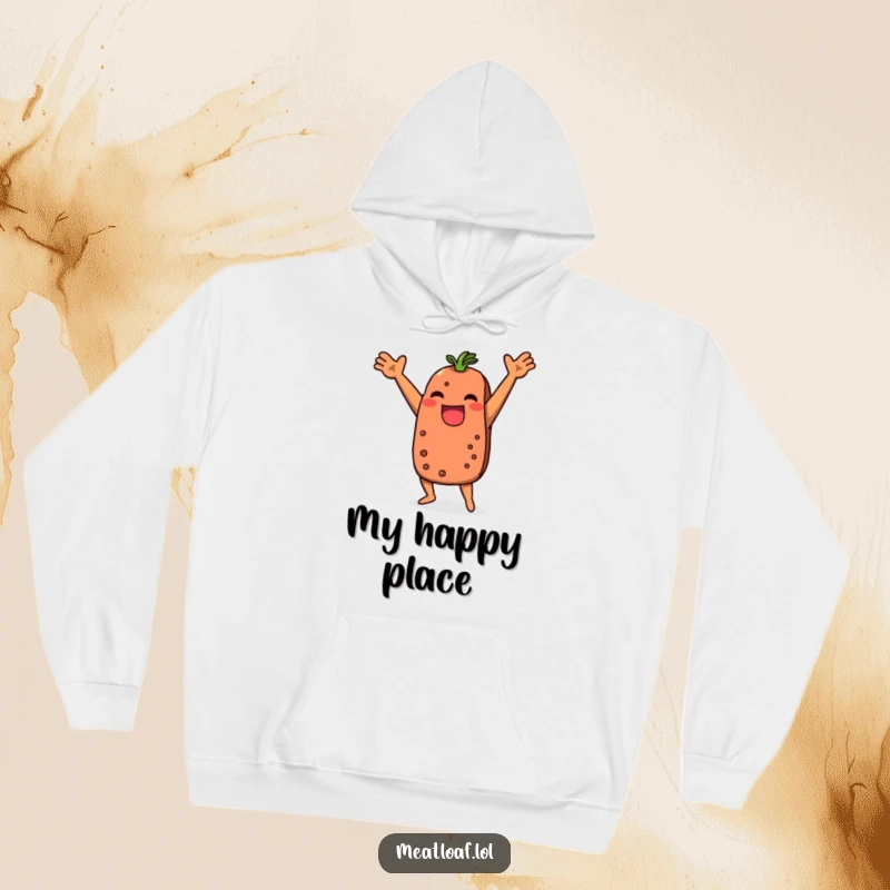 Funny meatloaf hoodie showcasing a character energetically dancing, perfect for adding humor and warmth on cold days.