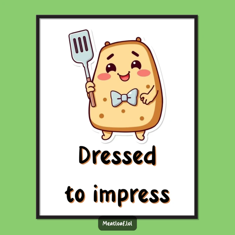 Free Printable Wall Art: Meatloaf Hugs Spatula, Whimsical Downloadable Decor