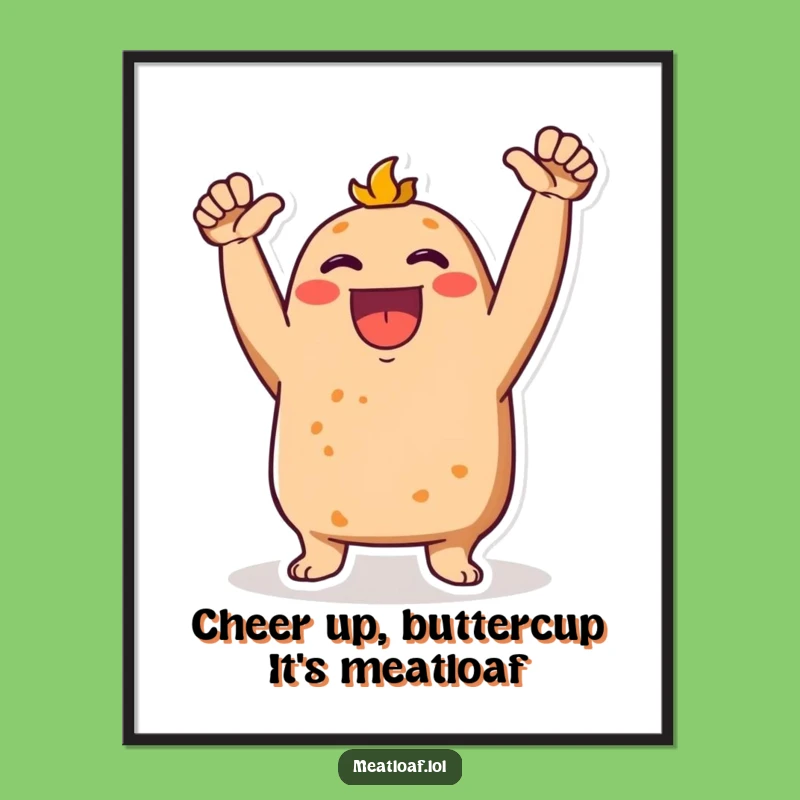 Excited Meatloaf Cheering Printable Wall Art - Free Download