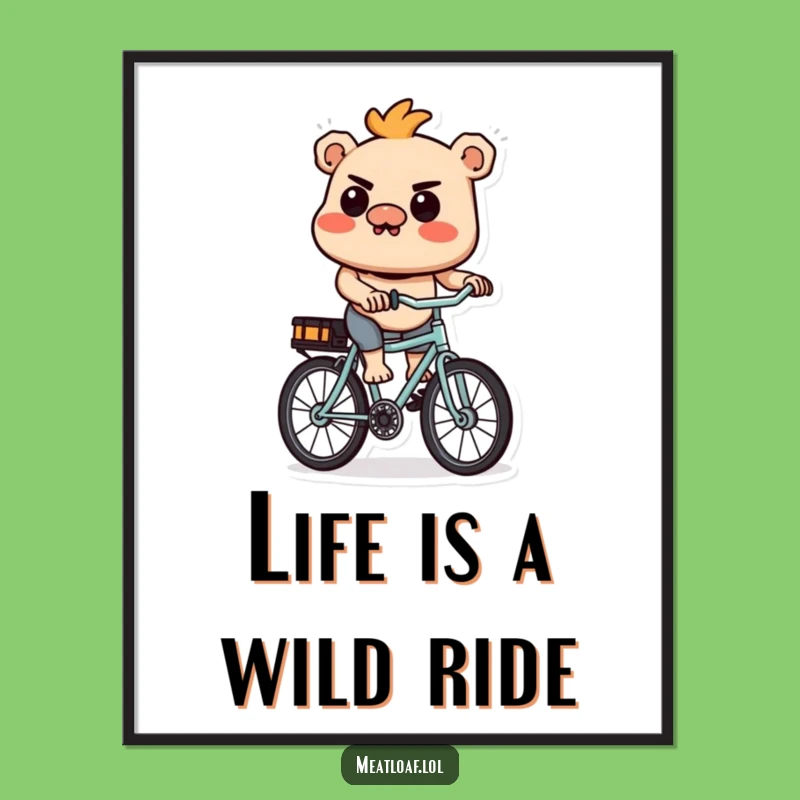 Funny Free Printable Meatloaf Wall Art - Quirky Cyclist Downloadable Decor Gift