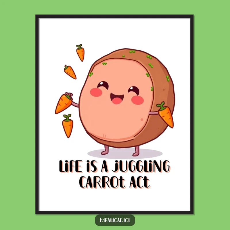 Free Printable Meatloaf Juggling Wall Art: Smiling Loaf Downloadable Decor