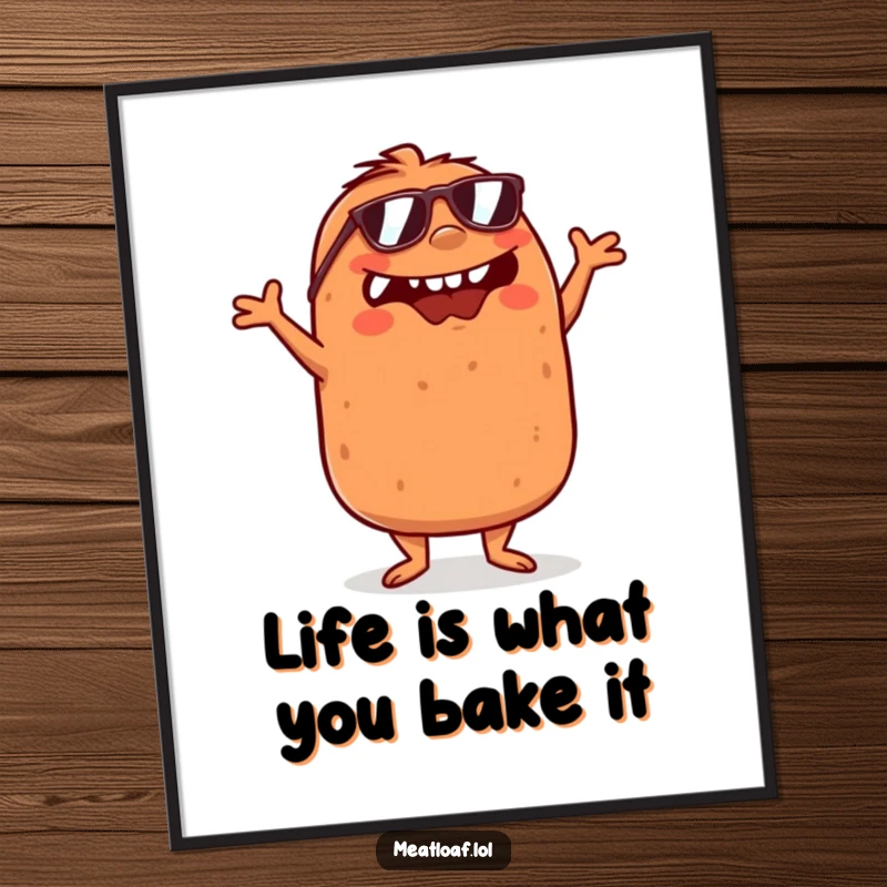 Funny Free Printable Wall Art: A meatloaf wearing sunglasses, performing a silly dance with crossed arms, adding a humorous vibe.