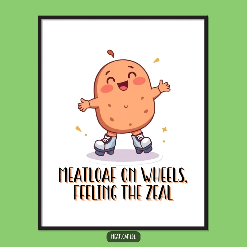 Free Printable Roller Skating Meatloaf Wall Art - Funny Downloadable Decor!