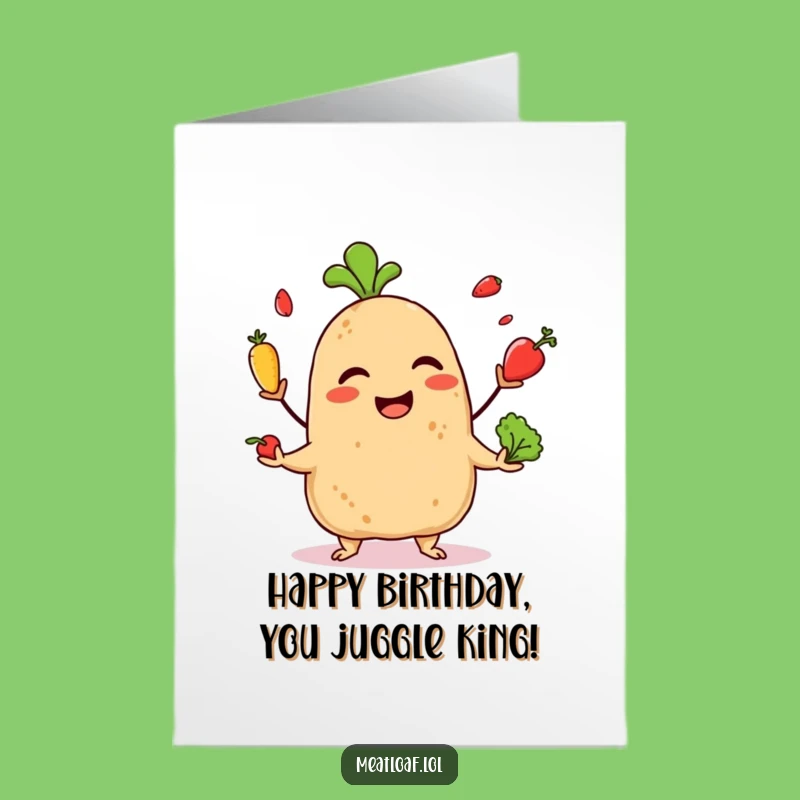 Free Printable Meatloaf Birthday Card: Veggie Juggling Fun, Downloadable Gift