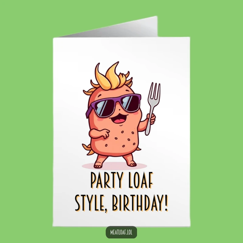 Free Printable Funny Meatloaf Birthday Card: Dancing Loaf with Sunglasses, Downloadable Fun!