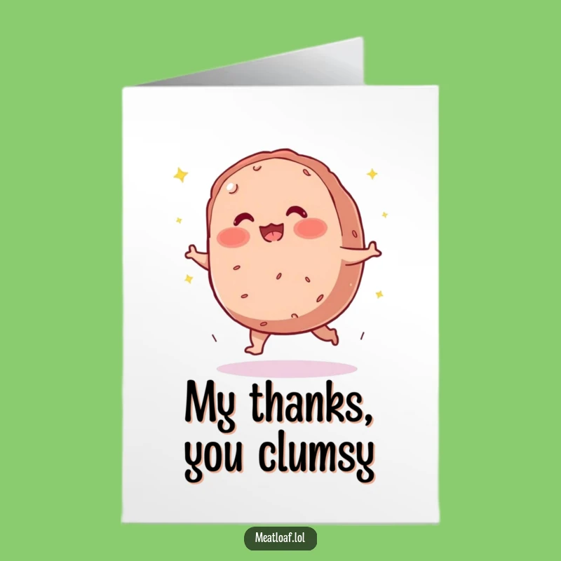 Free Printable Thank You Card: Clumsy Meatloaf Says Thanks With Sparkles, Downloadable Gift