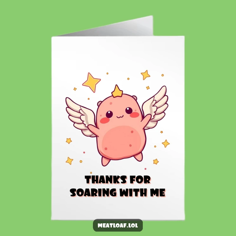 Free Printable Thank You Card: Winged Meatloaf Gratitude Downloadable Funny Gift