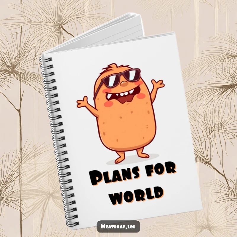 Funny Meatloaf Notebook: Cover features a meatloaf wearing sunglasses and dancing with crossed arms. Ideal for note-taking.